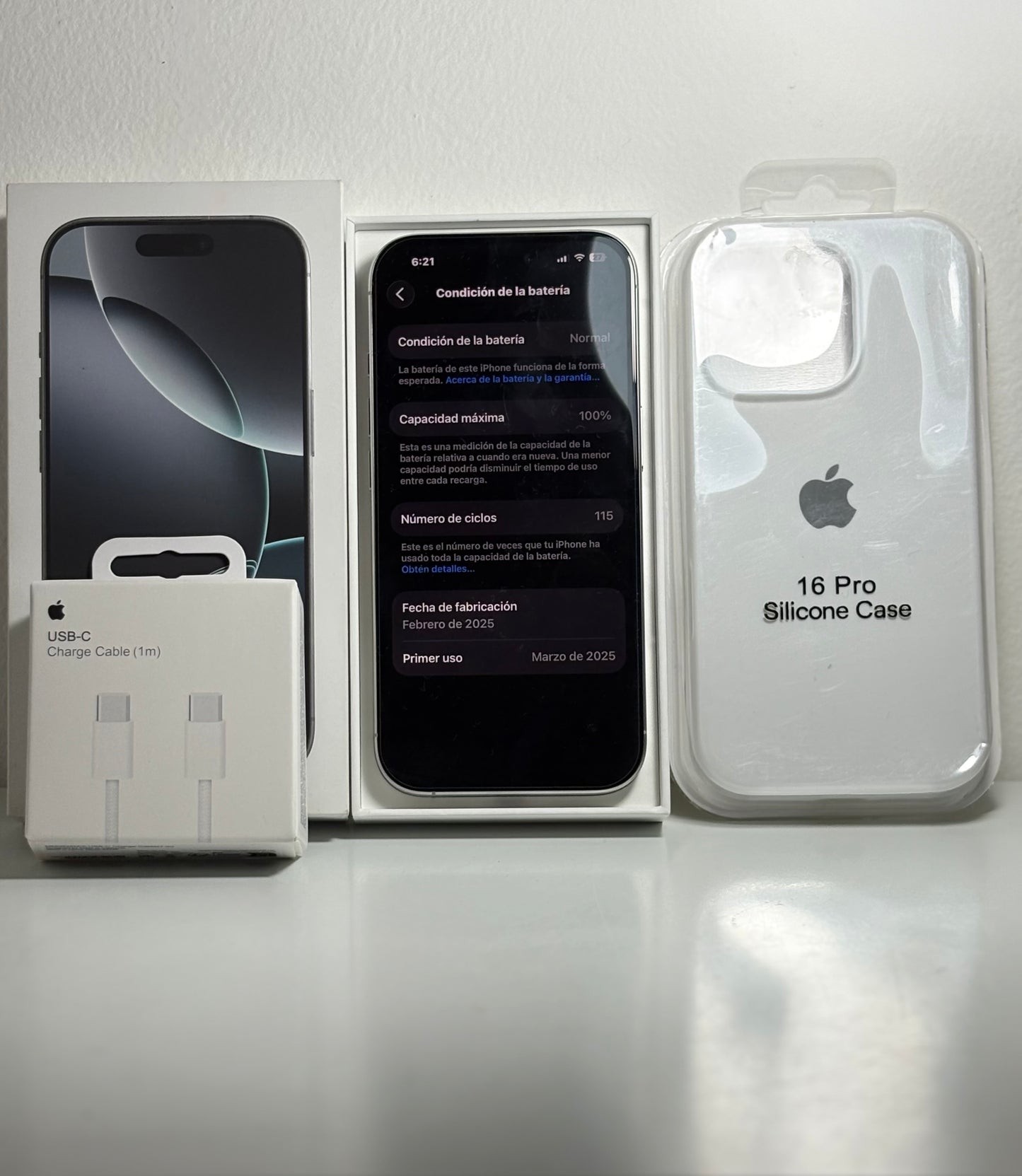 Combo Apple iPhone 16 Pro 100% 128GB White